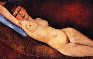 Amedeo Modigliani Reclining Nude on a Blue Cushion oil painting image